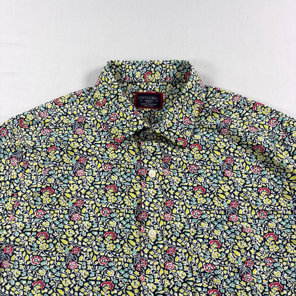 UNTUCKit Shirt Mens Medium Floral Button Up Slim Fit Performance Stretch Camp